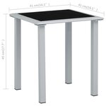 Vidaxl table de jardin noir et argenté 41x41x45 cm acier et verre