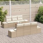 vidaXL Ensemble de canapé de jardin 7 Pièces Beige  blanc