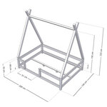 Lit Tipi enfant avec barrière bois massif naturel 140 x 200 cm