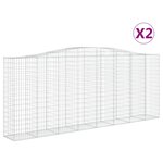 vidaXL Paniers à gabions arqués 2 Pièces 400x50x160/180 cm fer galvanisé
