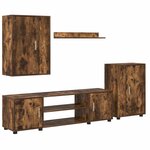 vidaXL Ensemble meuble TV 4 Pièces Chêne Fumé Bois d'ingénierie
