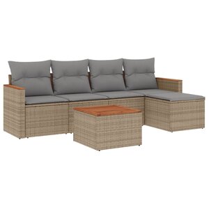 vidaXL Salon de jardin avec coussins 6Pièces mélange beige résine tressée