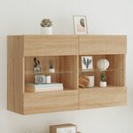 vidaXL Meuble TV mural avec lumières LED chêne sonoma 98 5x30x60 5 cm