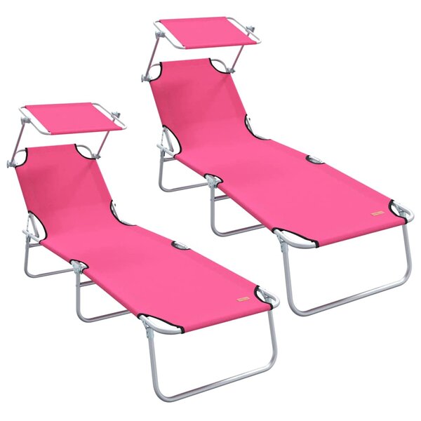 vidaXL Transat 2-personne 2 Pièces Rose 58 x 188 x 77cm tissu