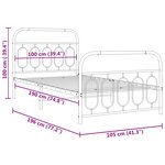 vidaXL Cadre de lit métal sans matelas avec pied de lit noir 100x190cm