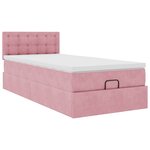 vidaXL Cadre de lit ottoman avec matelas rose 90x200 cm velours