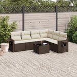 vidaXL Salon de jardin avec coussins 7 Pièces marron résine tressée
