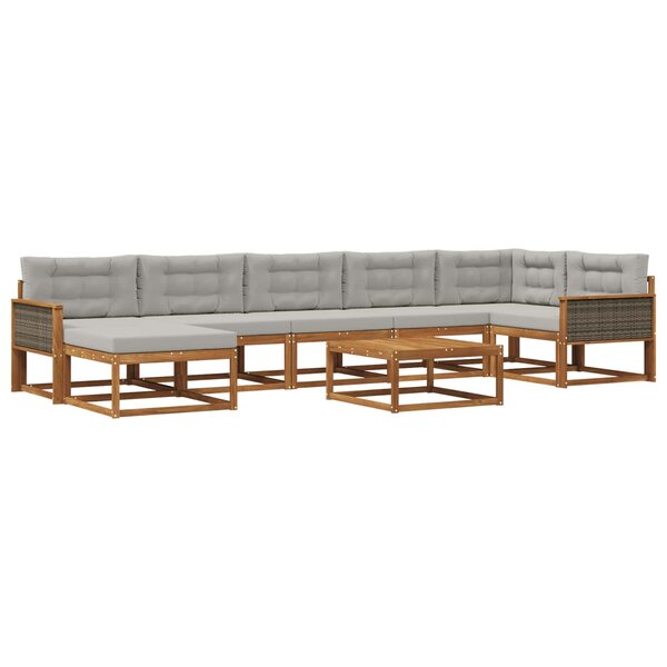vidaXL Ensemble de canapés d'extérieur 8 Pièces Naturel et gris clair