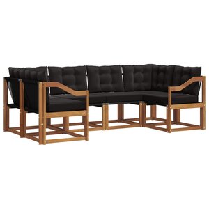 vidaXL Ensemble de canapés d'extérieur 6 pc Naturel et noir