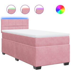 vidaXL Sommier à lattes de lit avec matelas Rose 90x190 cm Velours