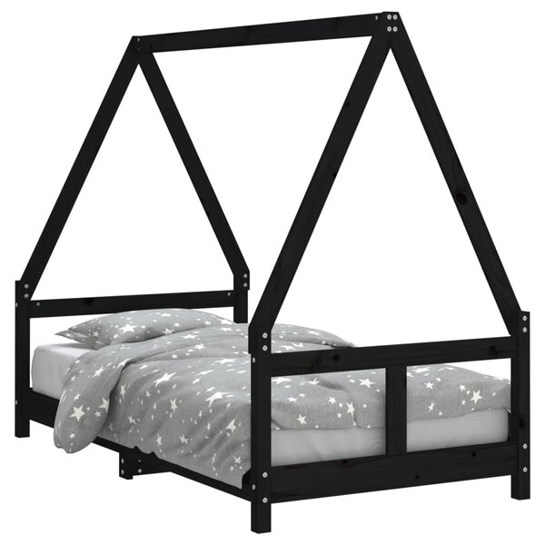 vidaXL Cadre de lit pour enfant noir 80x160 cm bois de pin massif