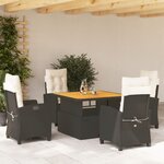 vidaXL Ensemble à manger de jardin coussins 5Pièces Noir Résine tressée