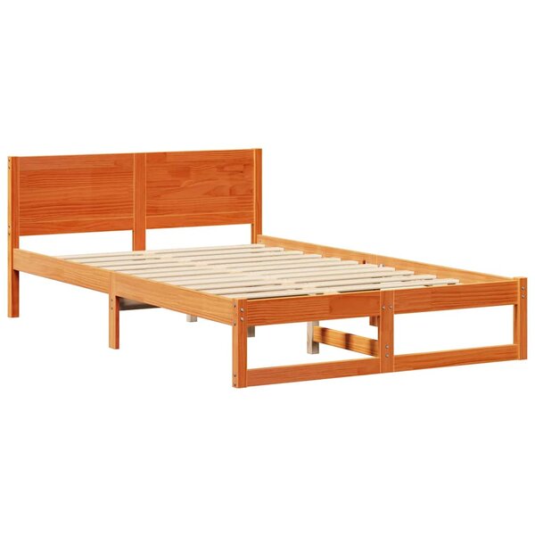 vidaXL Cadre de Lit Marron Ciré Bois de Pin Massif 135 x 190 cm Simple