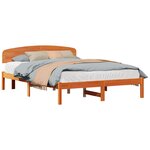 vidaXL Cadre de lit avec tête de lit Brun cire 150 x 200 cm Pin massif