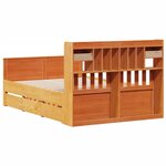 vidaXL Lit bibliothèque sans matelas cire marron 140x200 cm pin massif