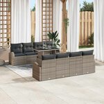 vidaXL Ensemble de canapé de jardin 9 Pièces Gris Poly Rattan