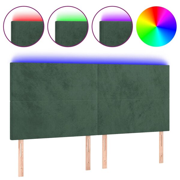 vidaXL Tête de lit à LED Vert foncé 180x5x118/128 cm Velours