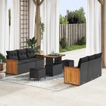 vidaXL Ensemble de canapé de jardin 9 Pièces Noir 90 x 55 x 71 cm
