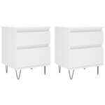 vidaXL Tables de chevet 2 Pièces blanc 40x35x50 cm bois d’ingénierie