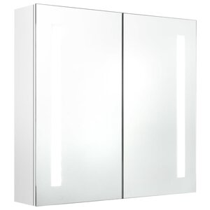 vidaXL Armoire de salle de bain à miroir LED Blanc brillant 62x14x60cm