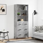 vidaXL Buffet haut Gris béton 69 5x34x180 cm Bois d'ingénierie