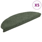 vidaXL Tapis d'escalier autocollants 5 pièces 65 x 21 x 4 cm Vert Demi-rond Grand