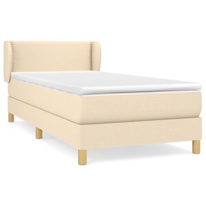 vidaXL Sommier à lattes de lit avec matelas Crème 100x200 cm Tissu