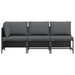 vidaXL Salon de jardin 3 Pièces avec coussins Résine tressée Gris