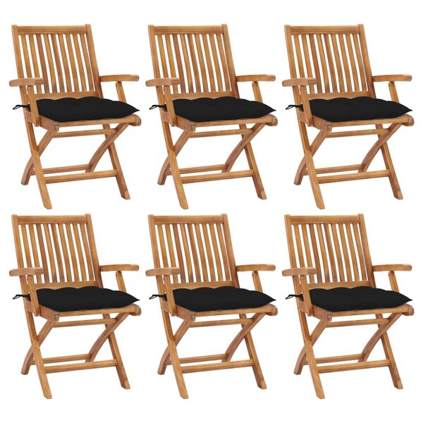 vidaXL Chaises pliables de jardin avec coussins lot de 6 Bois de teck