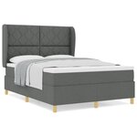 Lit Box Spring vidaXL avec Matelas Gris Foncé 140x200 cm Tissu