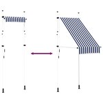 vidaXL Auvent rétractable manuel 100 cm Rayures bleues et blanches