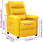 vidaXL Fauteuil inclinable Jaune Tissu