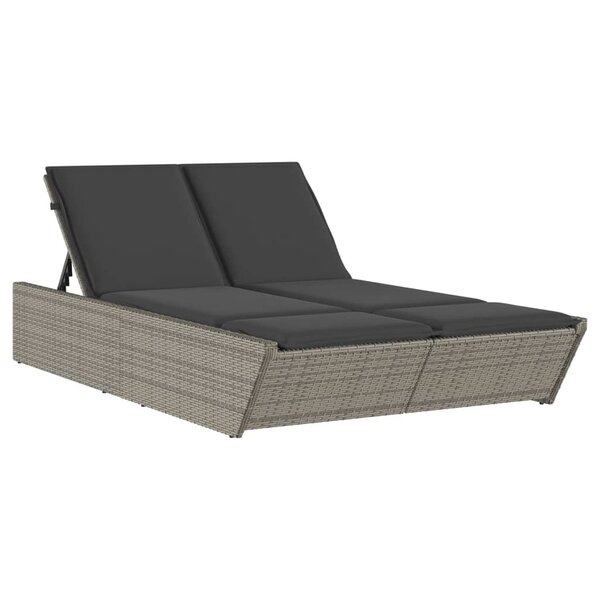 vidaXL Chaise longue double avec coussins gris résine tressée