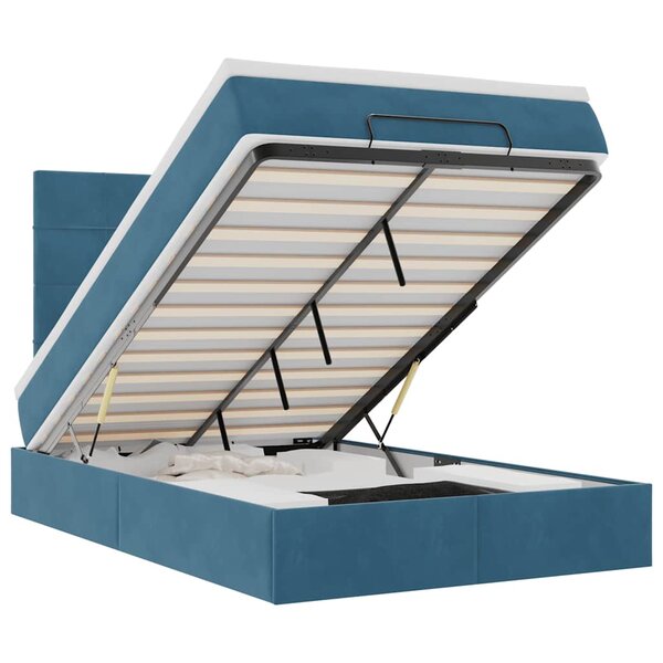 vidaXL Cadre de lit ottoman avec matelas bleu foncé 120x190 cm velours