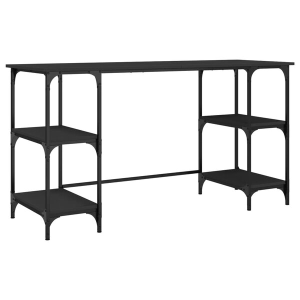 vidaXL Bureau noir 140x50x75 cm métal et bois d'ingénierie