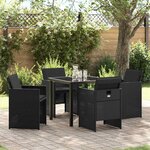vidaXL Ensemble de salle à manger pour jardin 5 Pièces Noir polyrotin