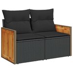 vidaXL Ensemble de canapé de jardin avec coussin 13 Pièces Noir polyrotin
