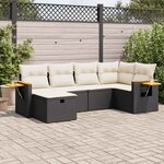 vidaXL Salon de jardin 6 Pièces avec coussins noir résine tressée