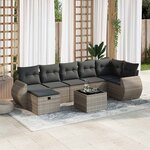 vidaXL Salon de jardin 8 Pièces avec coussins gris résine tressée