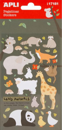 1 Feuille Stickers Animaux Terrestres