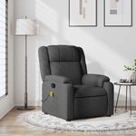 vidaXL Fauteuil de massage inclinable gris foncé tissu