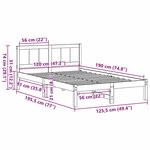 vidaXL Cadre de lit en pin massif Marron ciré Bois massif 120 x 190 cm