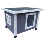 @Pet Maison d'extérieur pour chats XL 68 5x54x51 5 cm Bois Gris/blanc