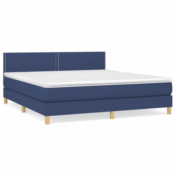 vidaXL Sommier à lattes de lit avec matelas Bleu 180x200 cm Tissu