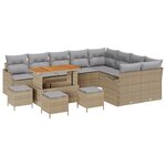 vidaXL Ensemble de canapés de jardin 13 pièces avec des coussins en polyrotin beige et en acacia.