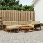 vidaXL Ensemble de canapés d'extérieur 7 Pièces Naturel et Beige