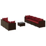 vidaXL Salon de jardin avec coussins 8 Pièces marron résine tressée