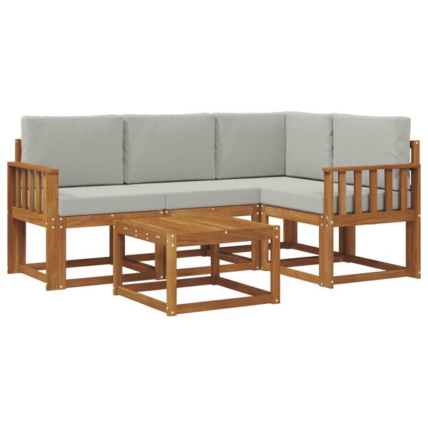 vidaXL Ensemble de canapés d'extérieur 5 pc Naturel et gris clair