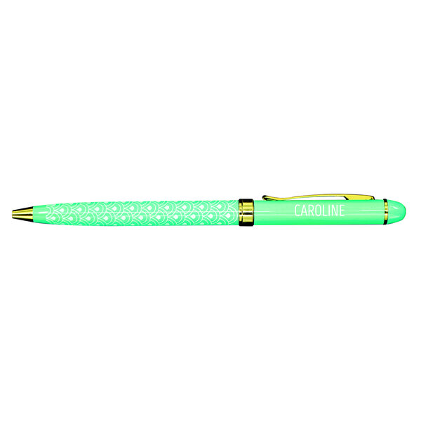 Stylo fin en métal laqué turquoise - Caroline