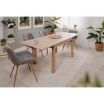 Table à manger extensible LONGFORD - 6 à 10 personnes - Mélaminé chêne - 120-200 x 76 x 80 cm